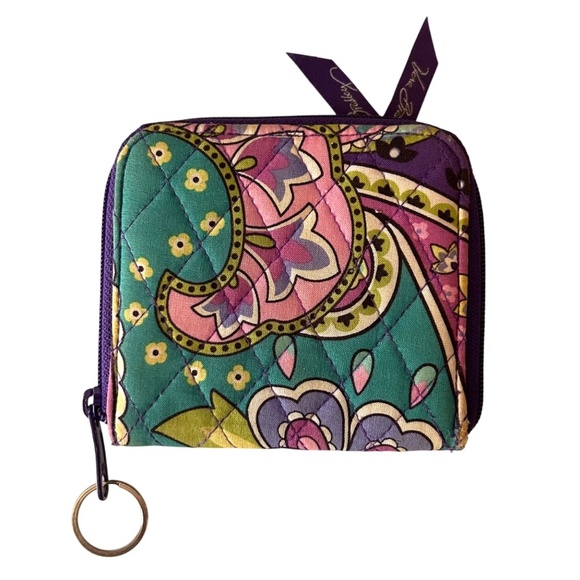 Vera Bradley Small  Zip Around Credit Card Wallet Heather Paisley - Picture 5 of 5